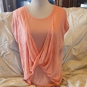 Very J Coral Drape Front Blouse